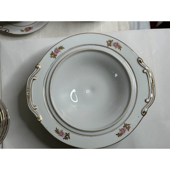 Maruichi China Serving Bowl Lid Set Rose Pattern Occupied Japan Replacement 40s - Picture 8 of 15